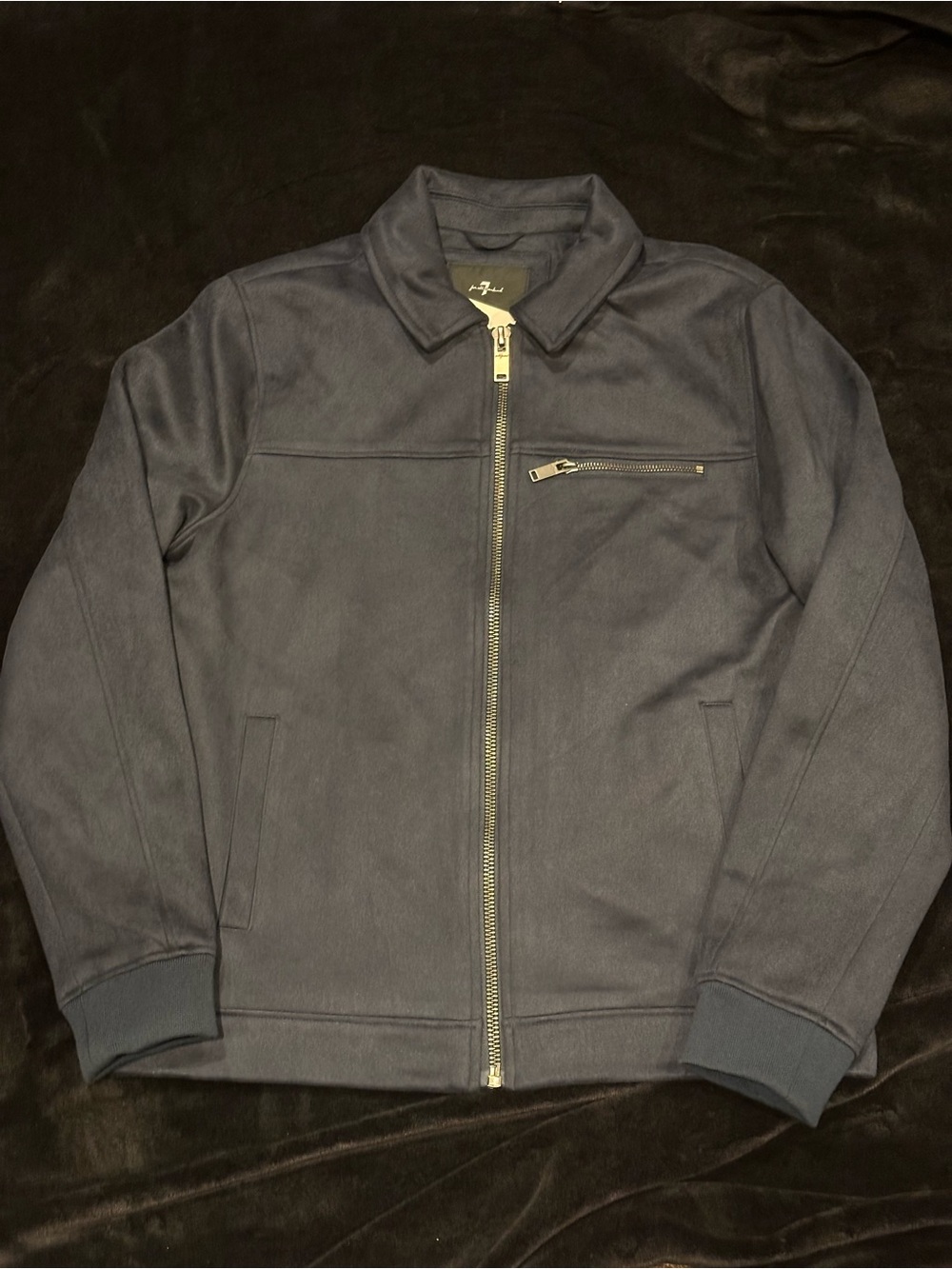7 For All Mankind Navy Zip-Up Sweater Jacket